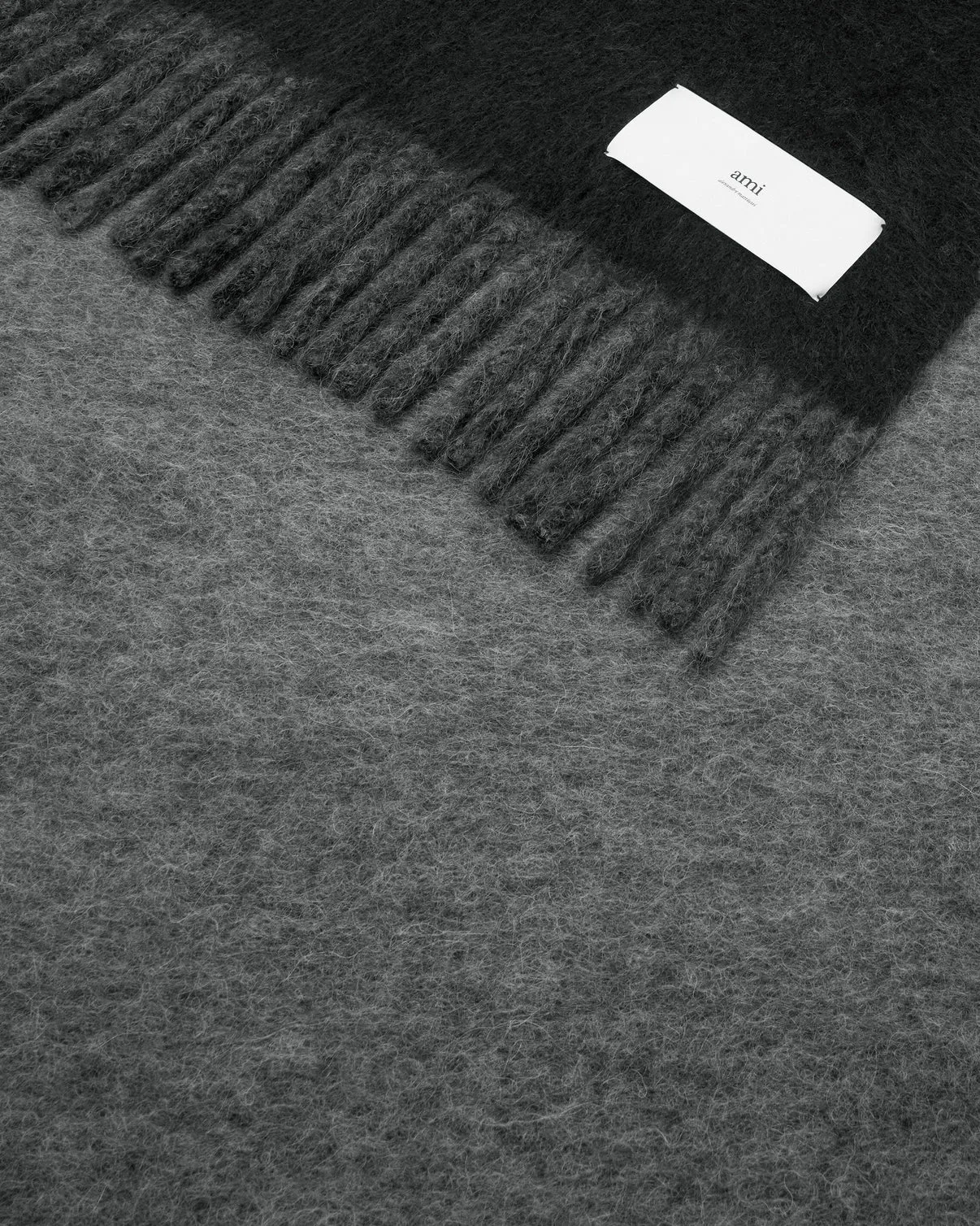 Black Wool Bicolor Double-Sided Blanket