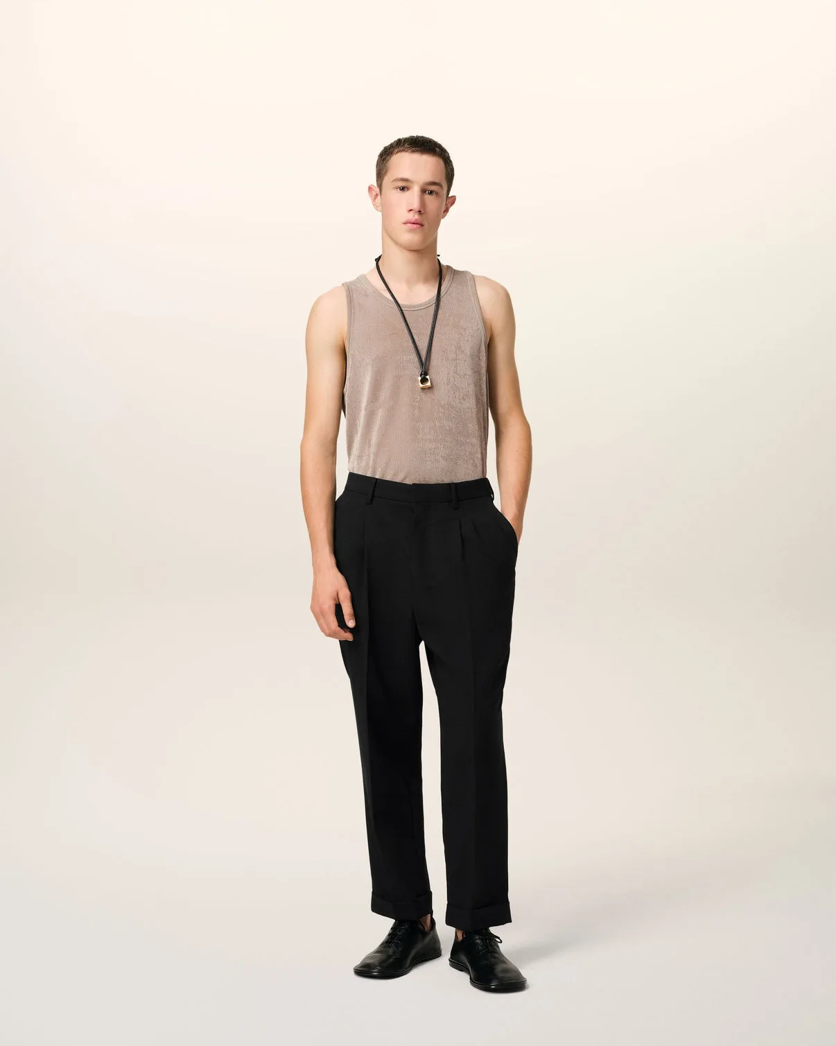 Black Wool Carrot Fit Pants