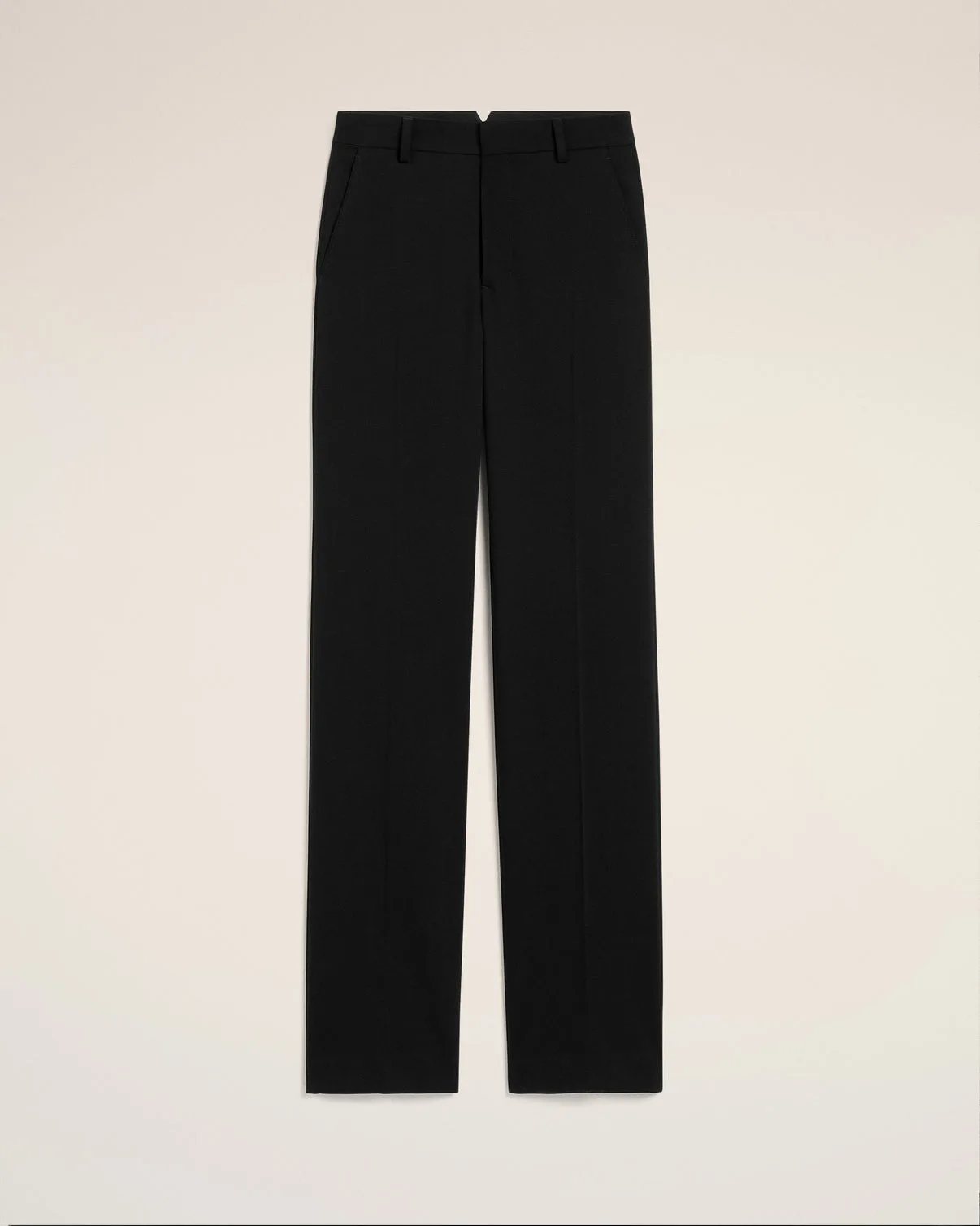 Black Wool Contrasted Straight Pants