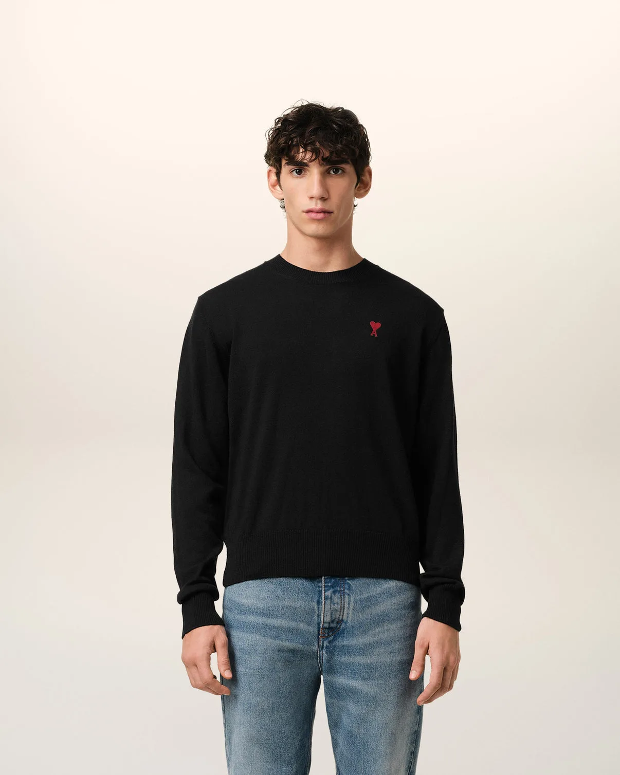 Black Wool Crew Neck Sweater