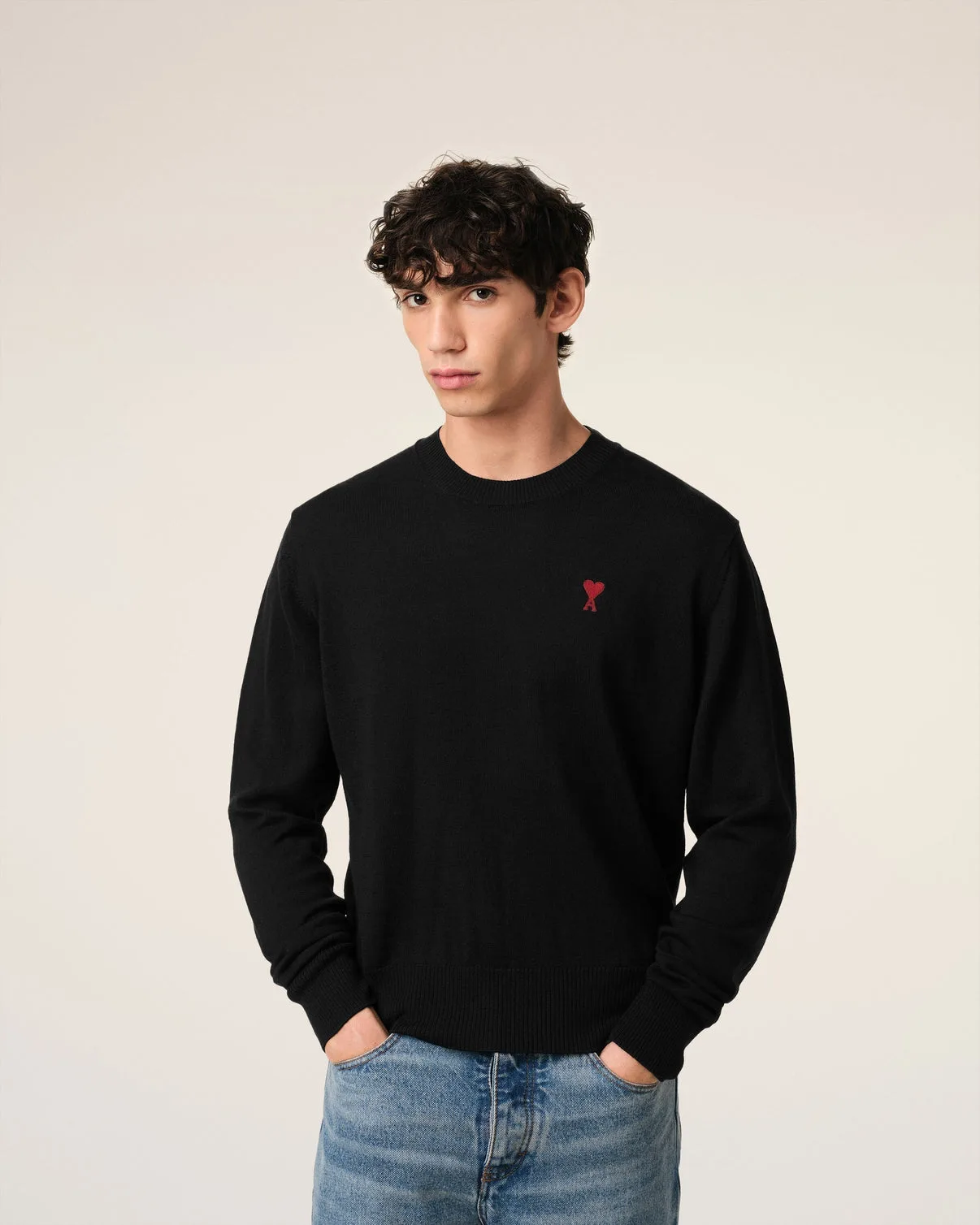 Black Wool Crew Neck Sweater