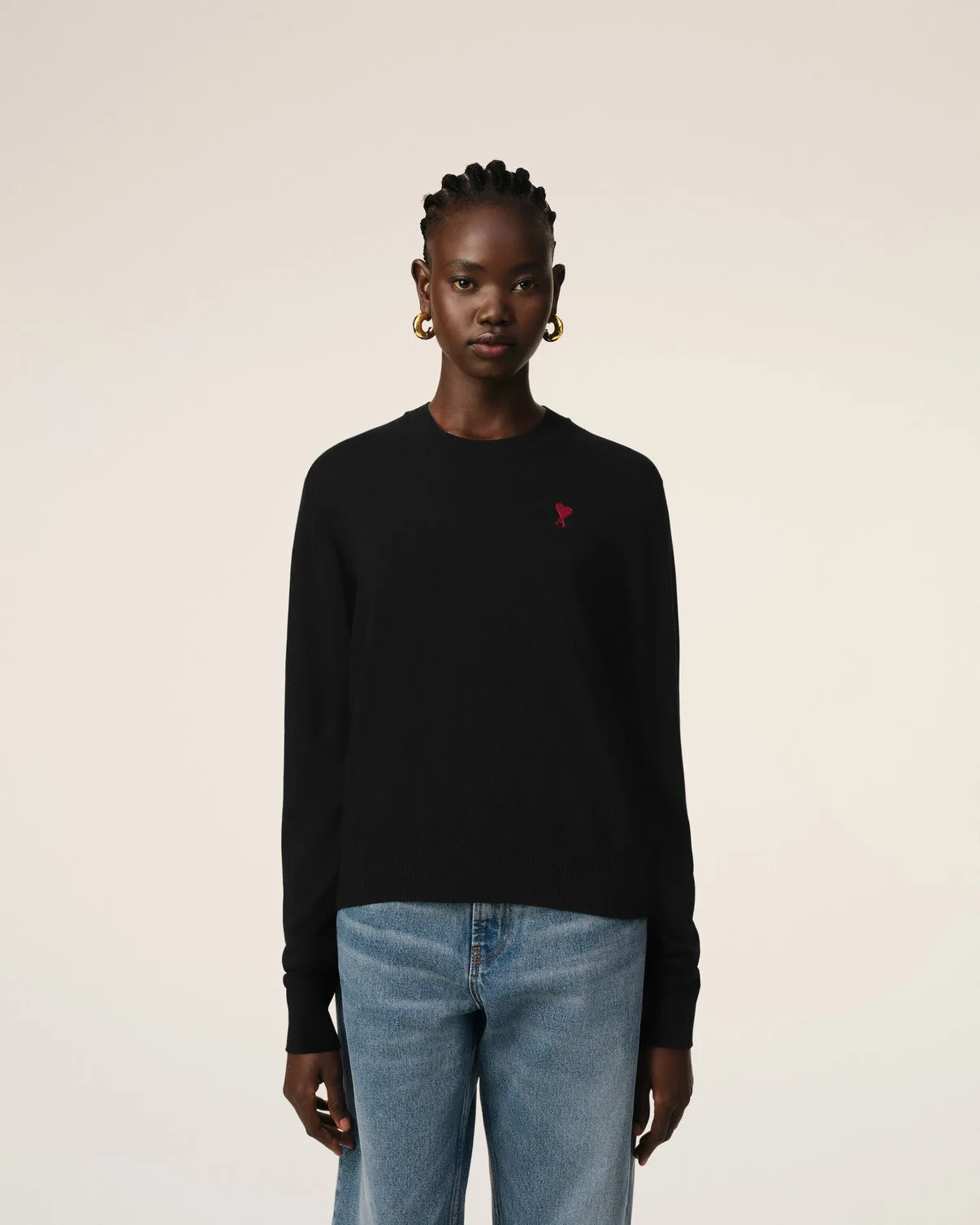 Black Wool Crew Neck Sweater
