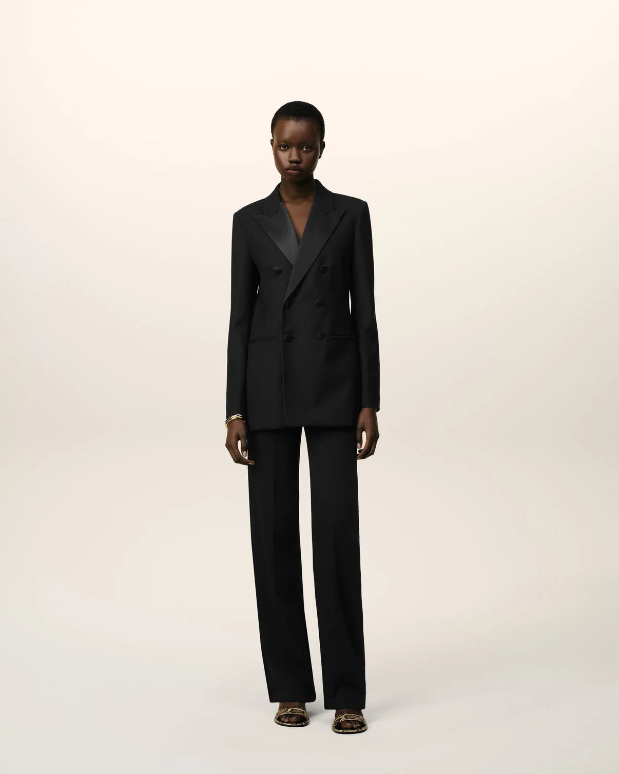 Black Wool Double Breasted Jacket