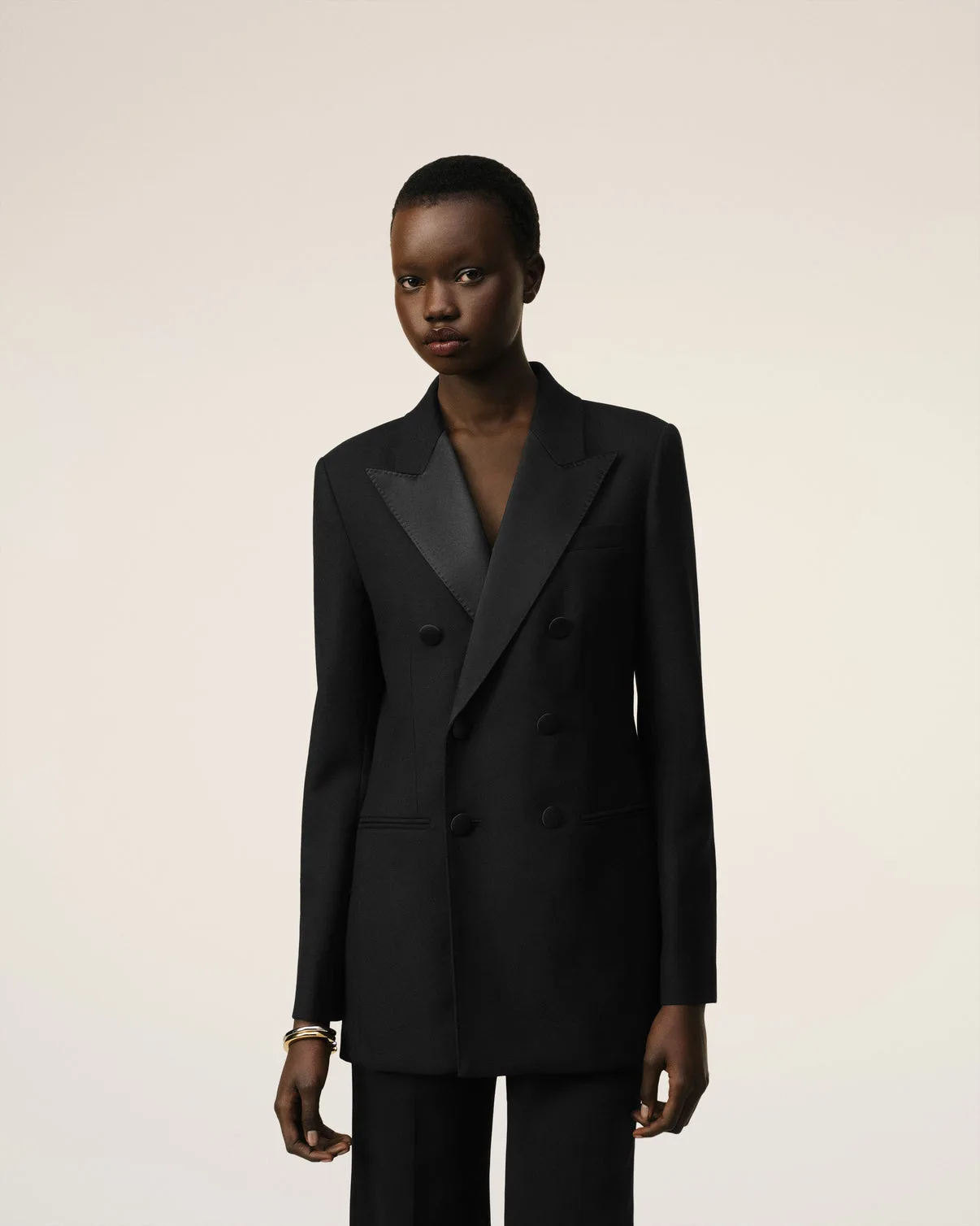 Black Wool Double Breasted Jacket
