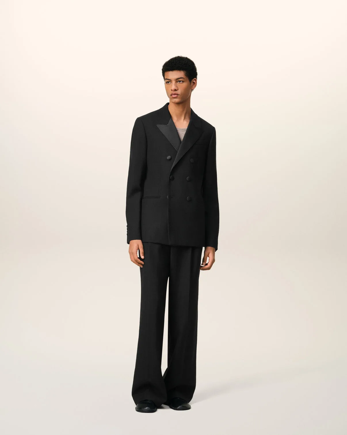 Black Wool Double Breasted Jacket