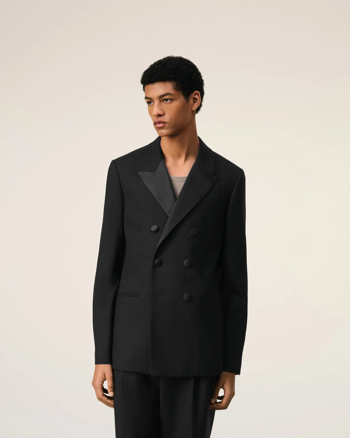 Black Wool Double Breasted Jacket
