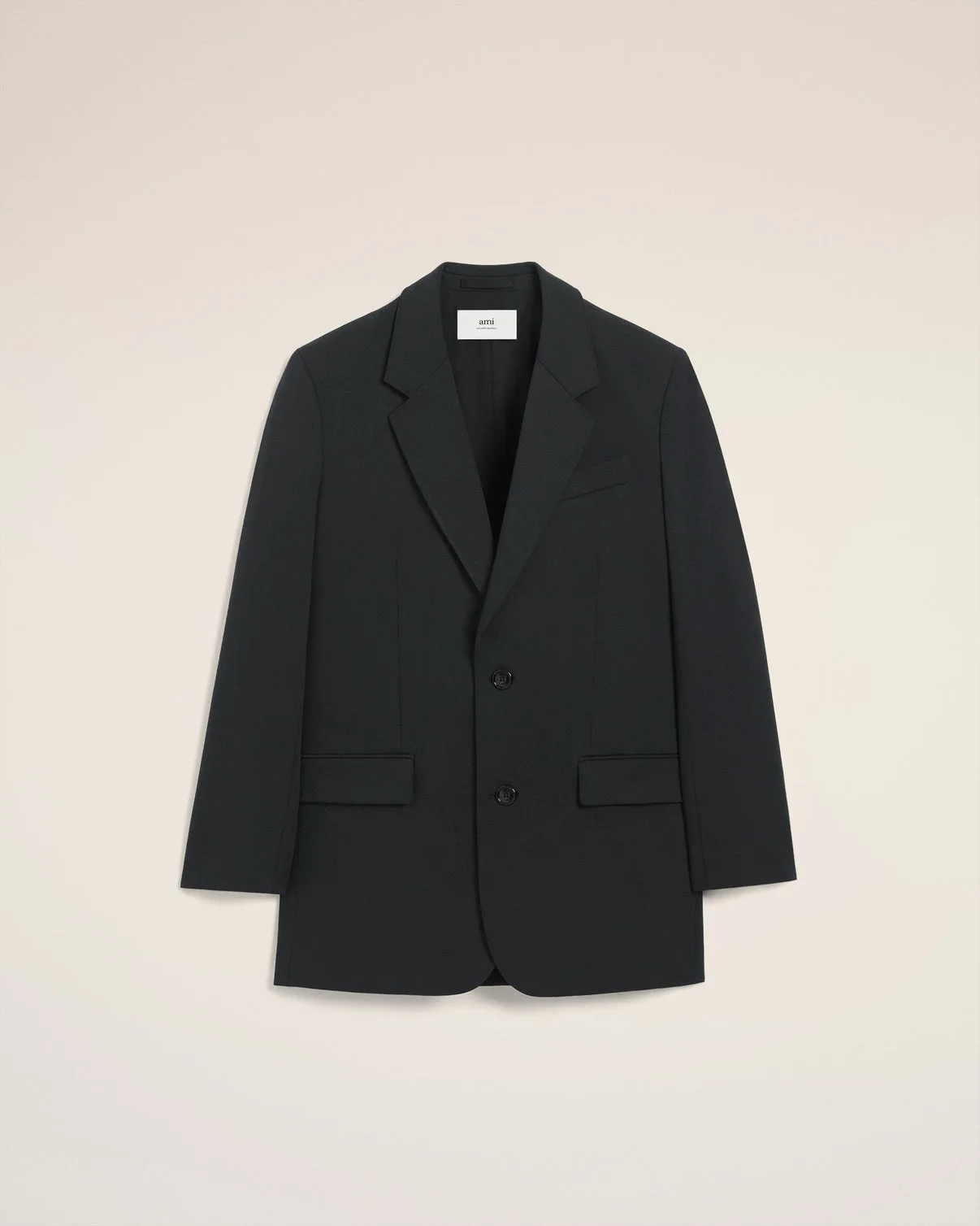 Black Wool Loose Double Breasted Jacket