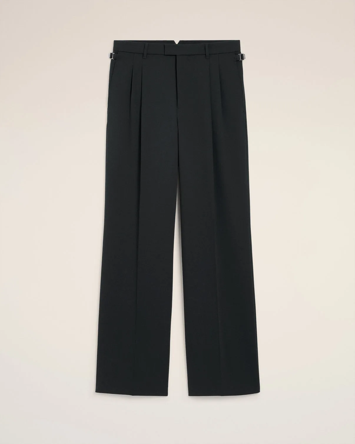 Black Wool Low Waist Wide Pants