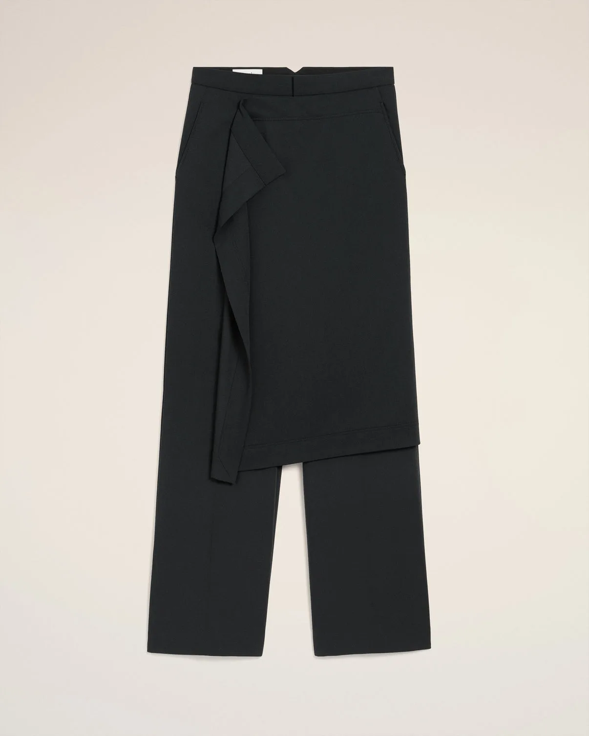 Black Wool Panel Large Pants