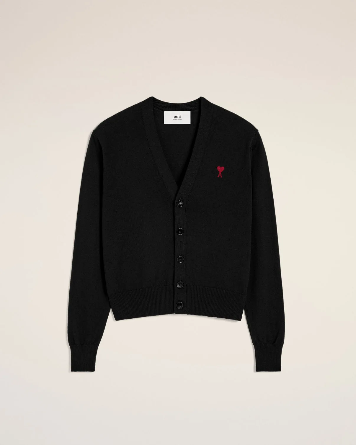 Black Wool Red Cardigan