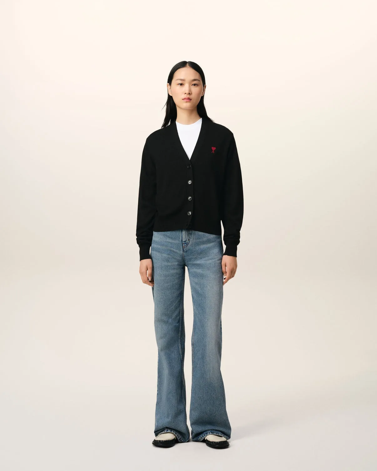 Black Wool Red Cardigan