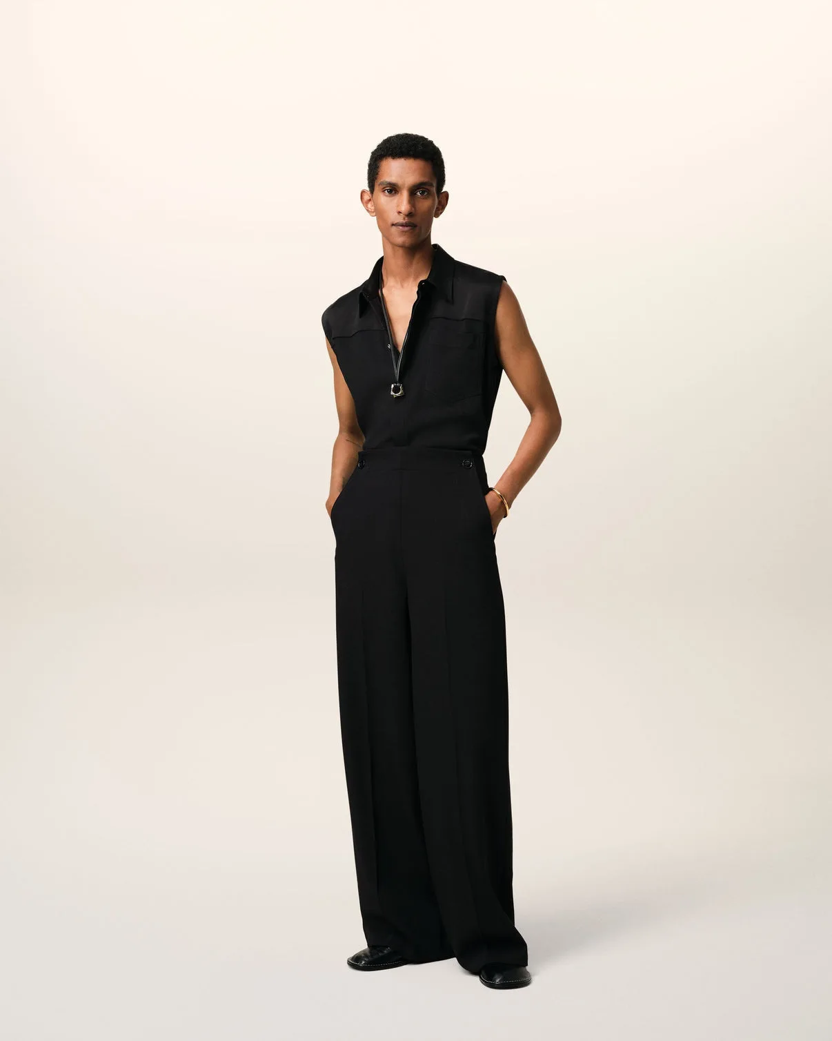Black Wool Sailor Pants