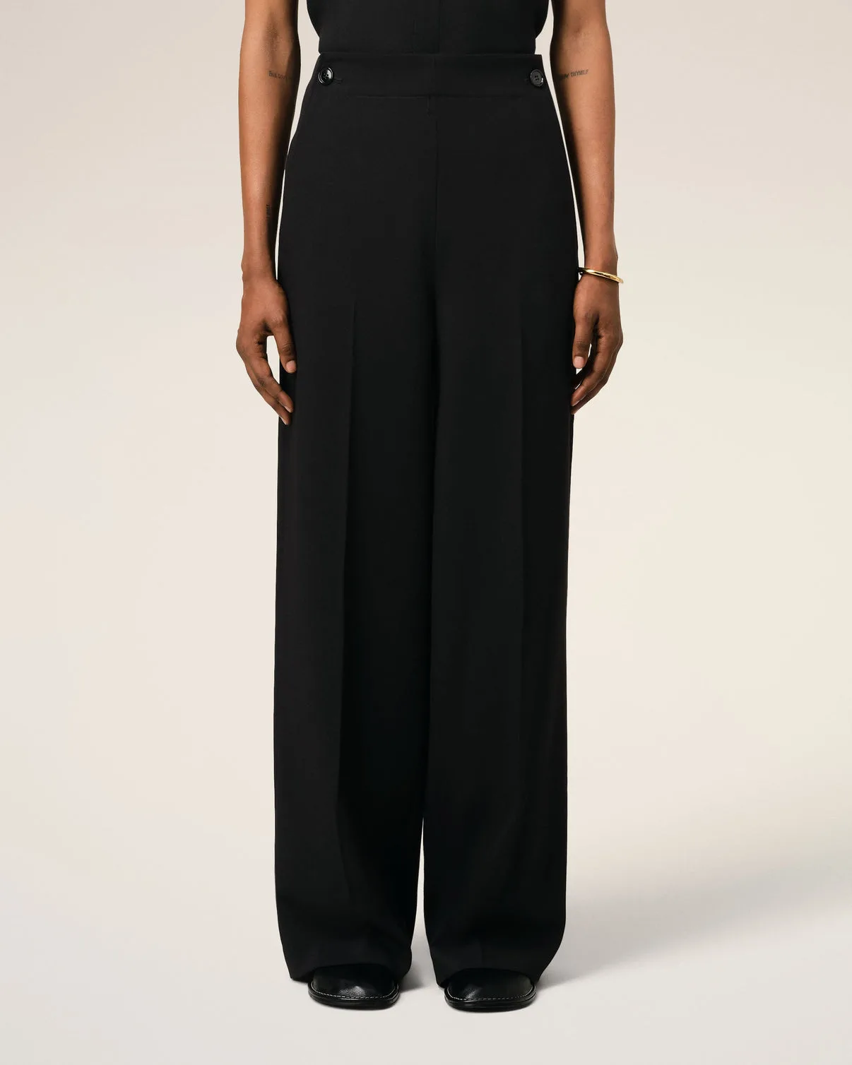 Black Wool Sailor Pants