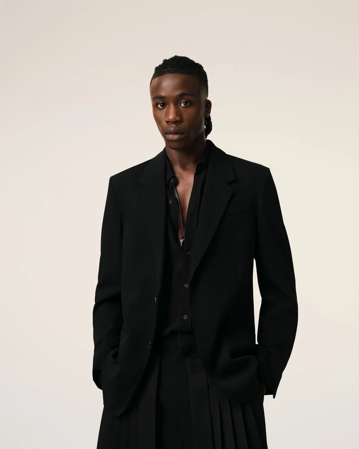 Black Wool Semi-Lined Jacket