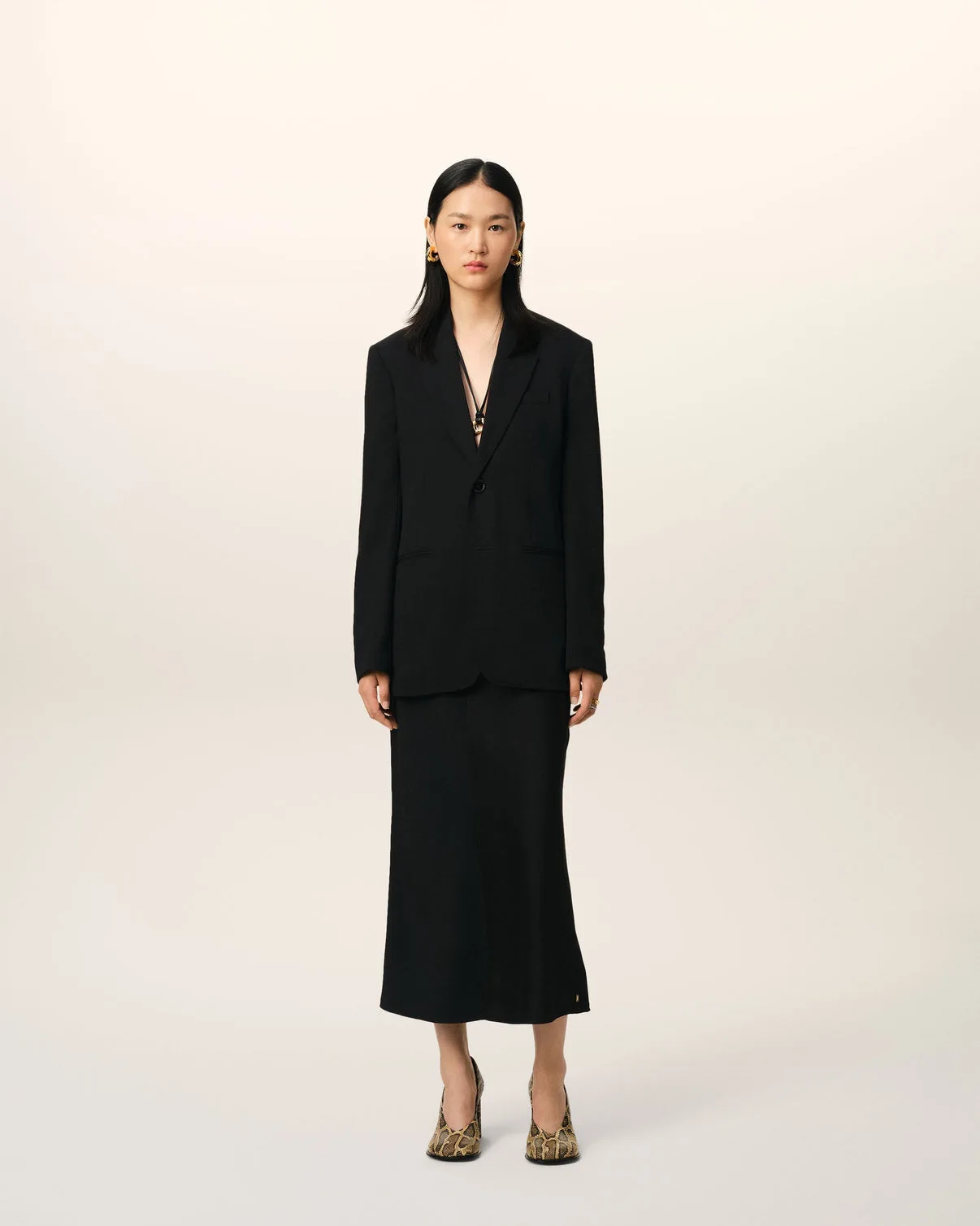Black Wool Semi-Lined Jacket