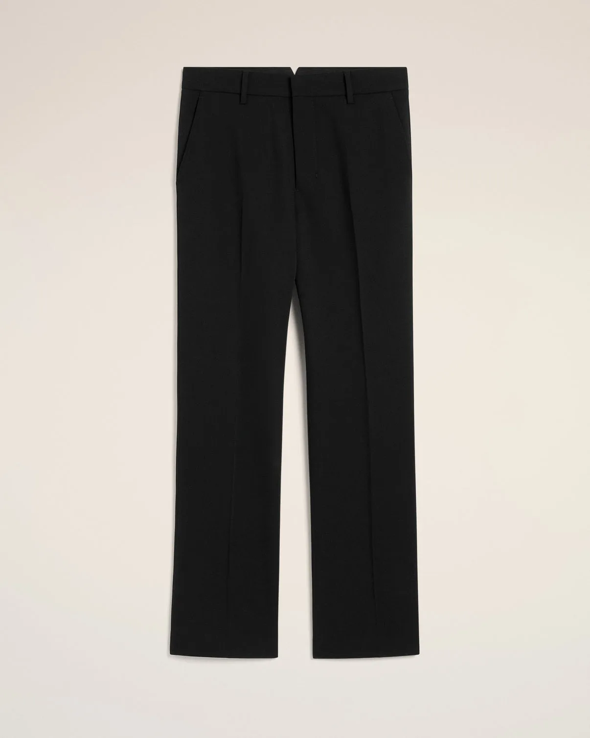 Black Wool Straight Fit Pants