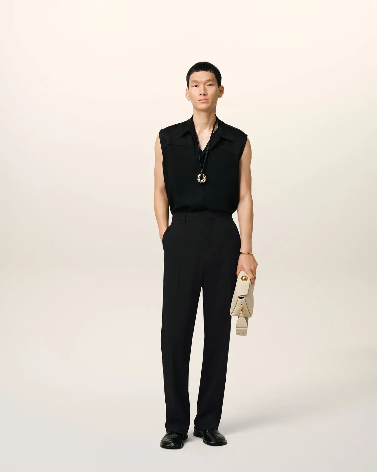 Black Wool Straight Fit Pants