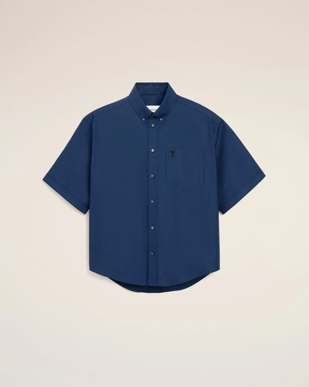 Blue Cotton Boxy Embroidered