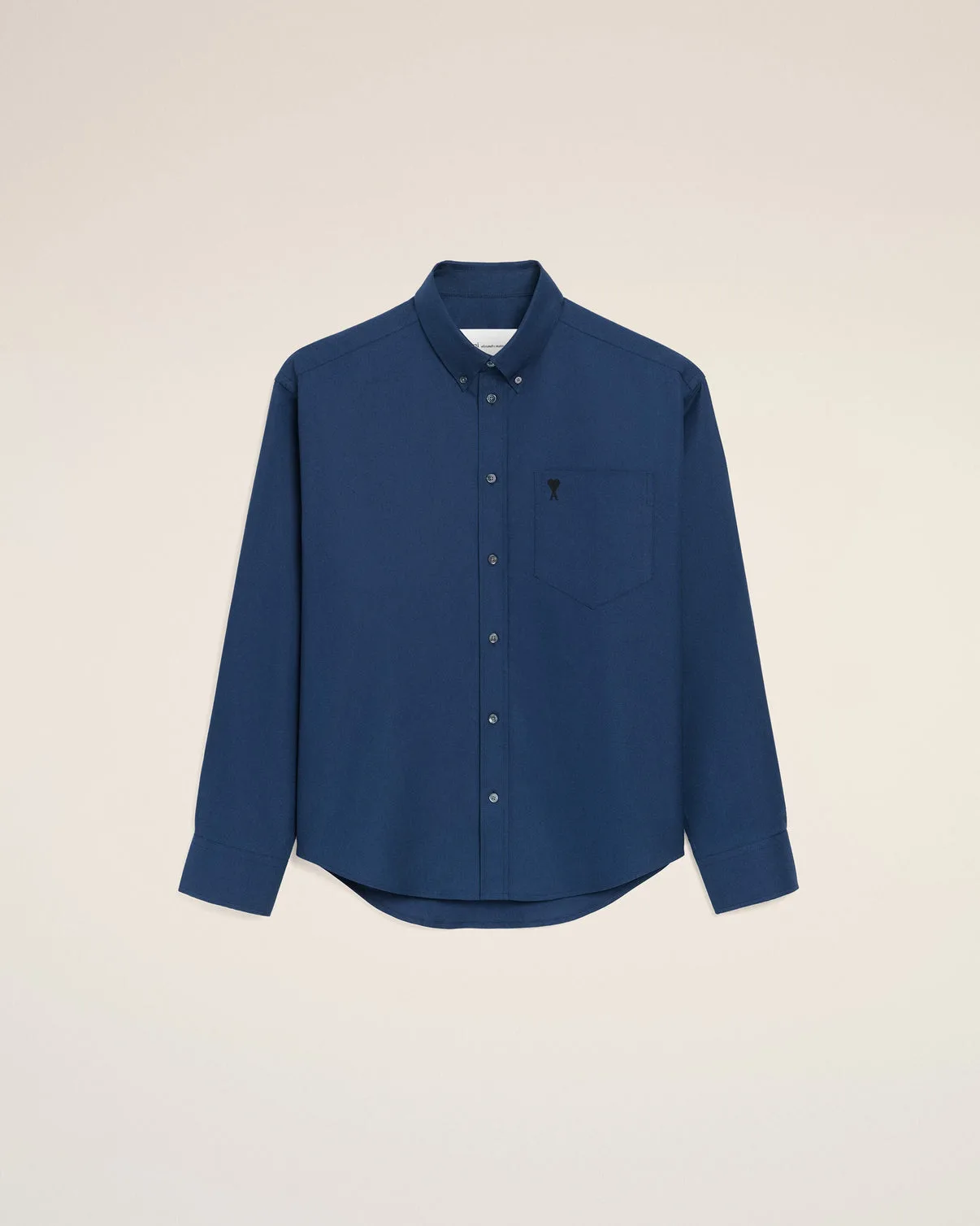 Blue Cotton Boxy Embroidered Shirt