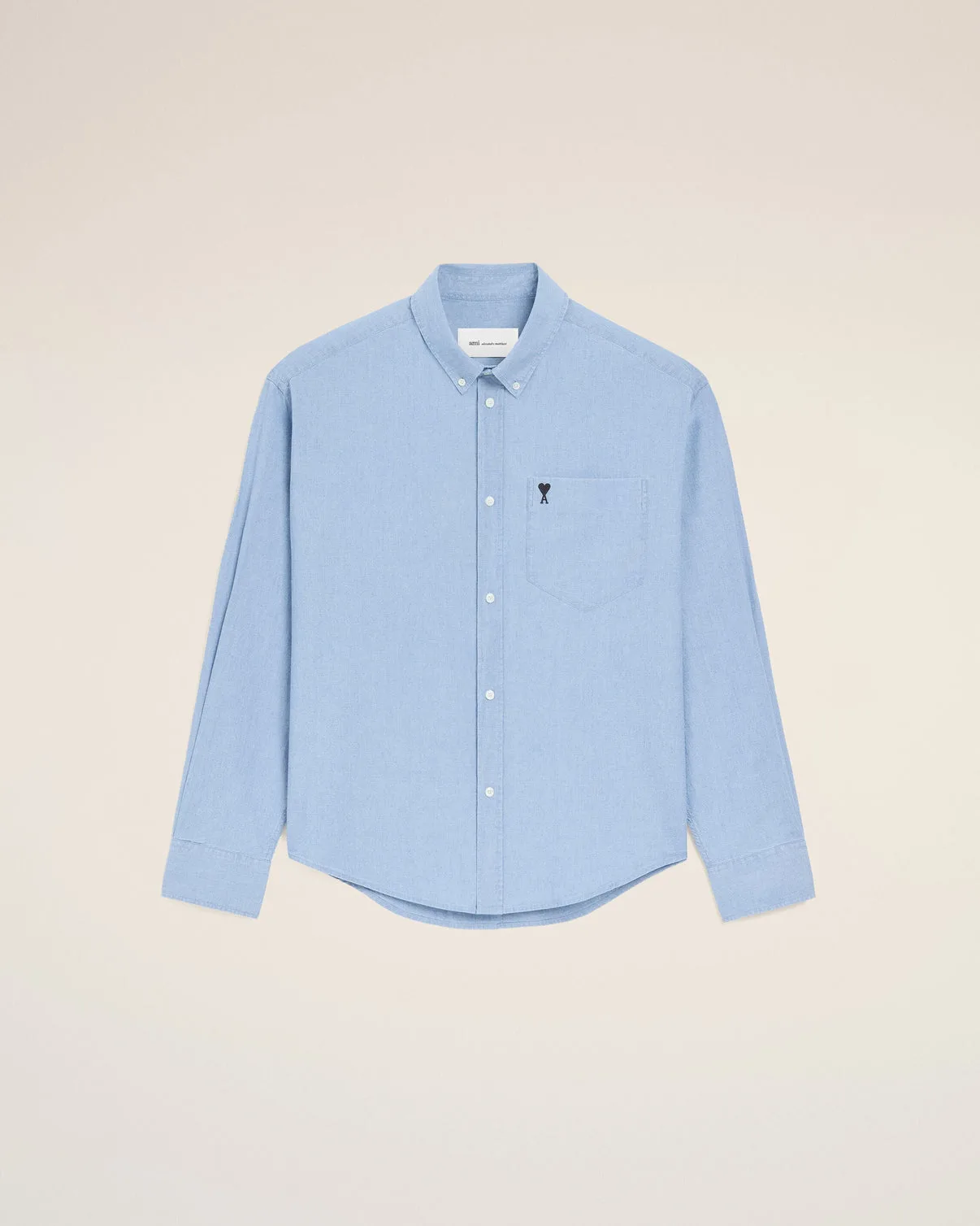 Blue Cotton Boxy Embroidered Shirt