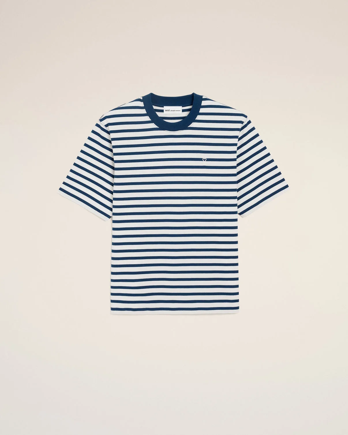 Blue Cotton Boxy Fit Mariniere T-shirt