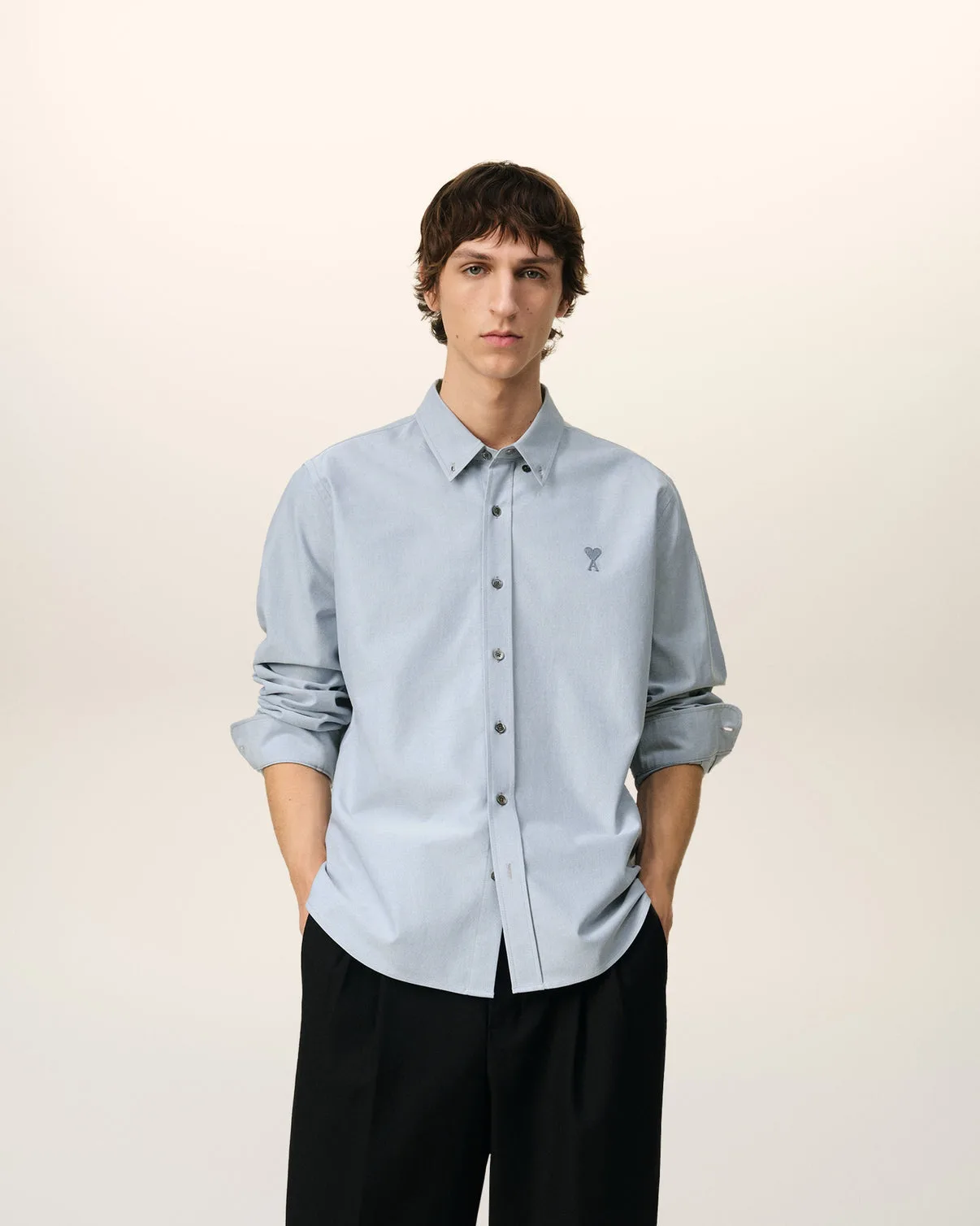 Blue Cotton Button-Down Shirt