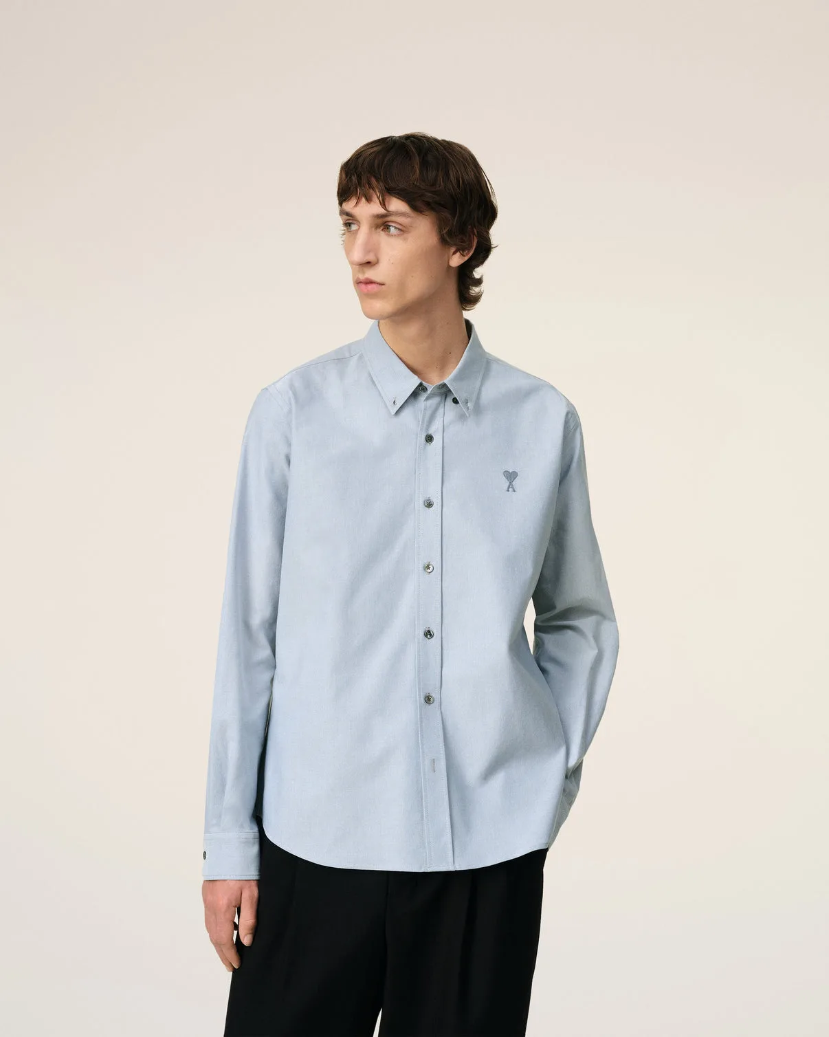 Blue Cotton Button-Down Shirt