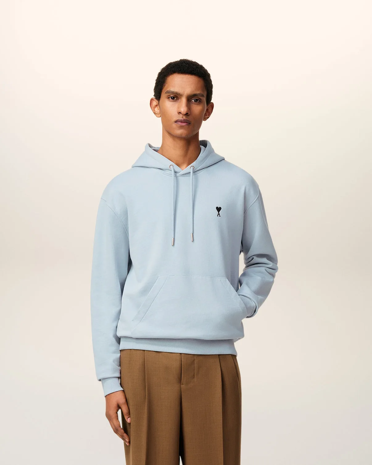 Blue Cotton Contrasted Hoodie