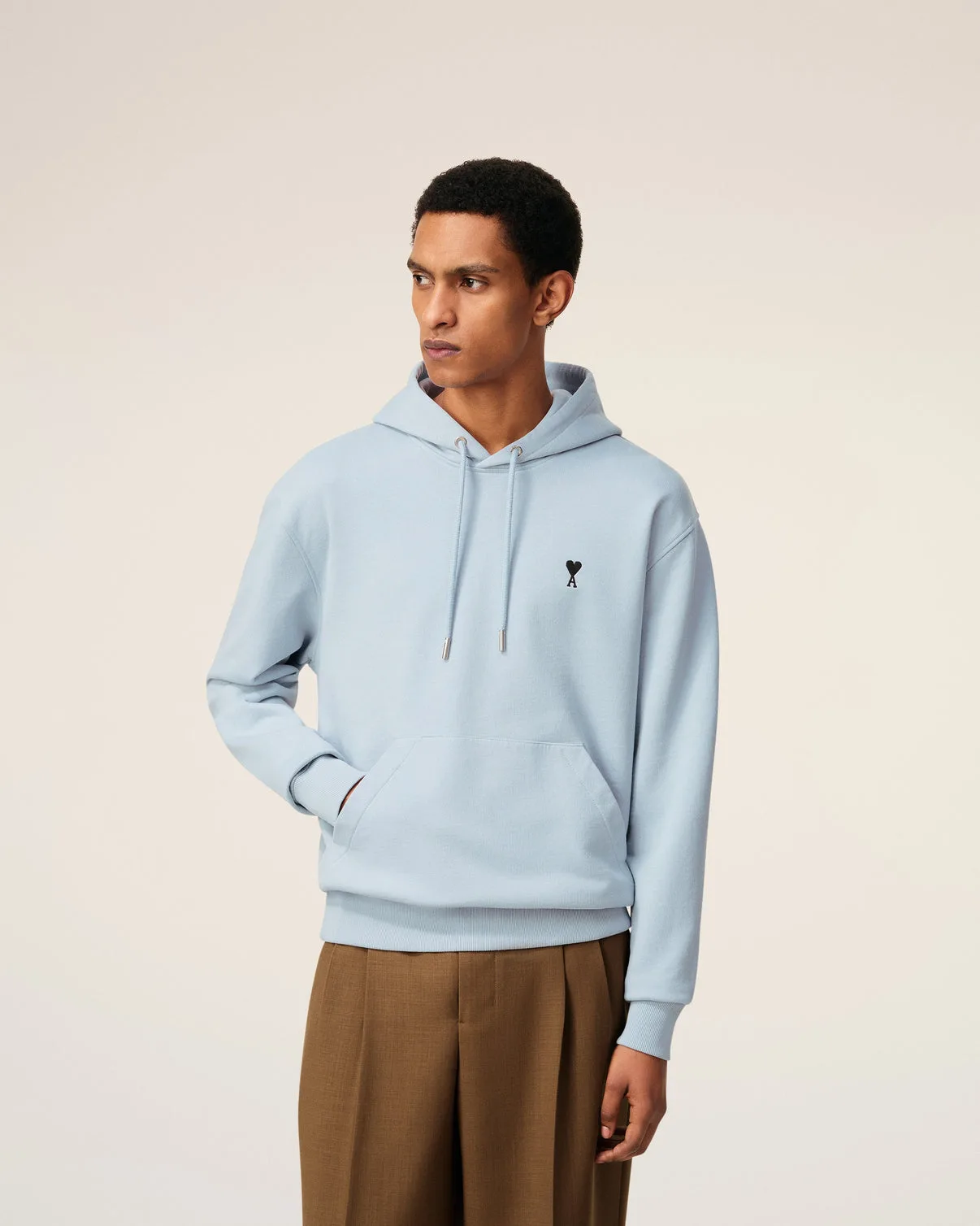 Blue Cotton Contrasted Hoodie