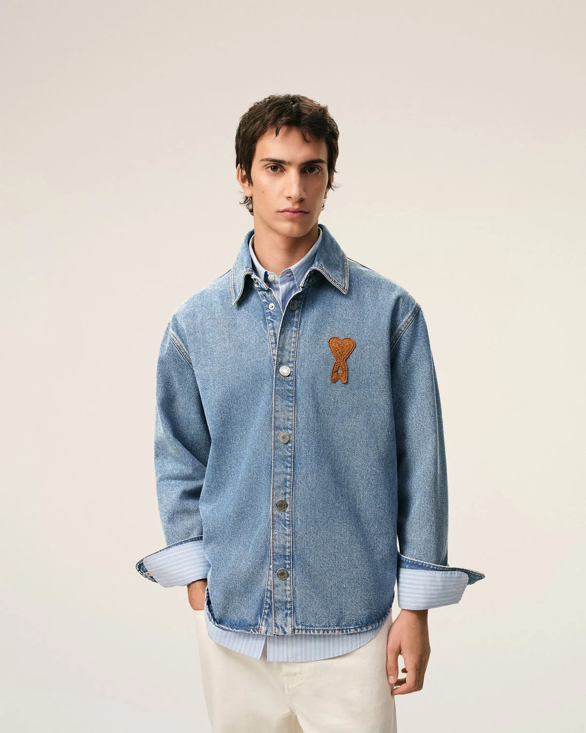 Blue Cotton Knitted Overshirt