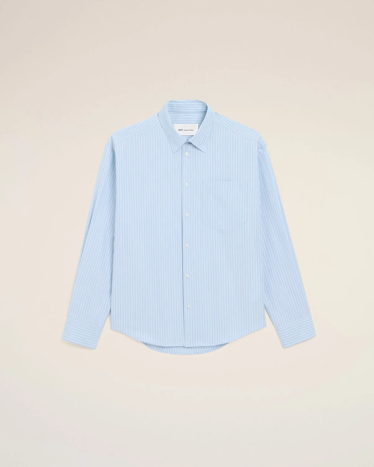 Blue Cotton Long Sleeve Boxy Shirt