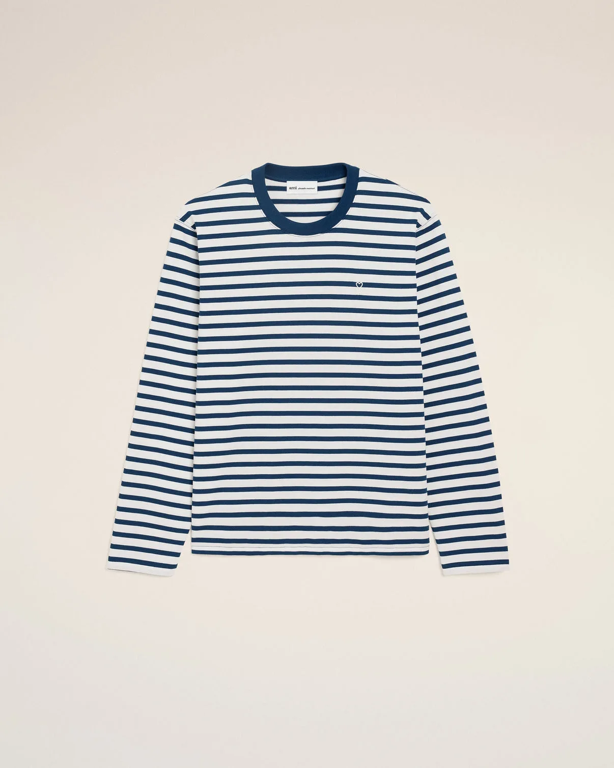 Blue Cotton Long Sleeves Mariniere T-shirt