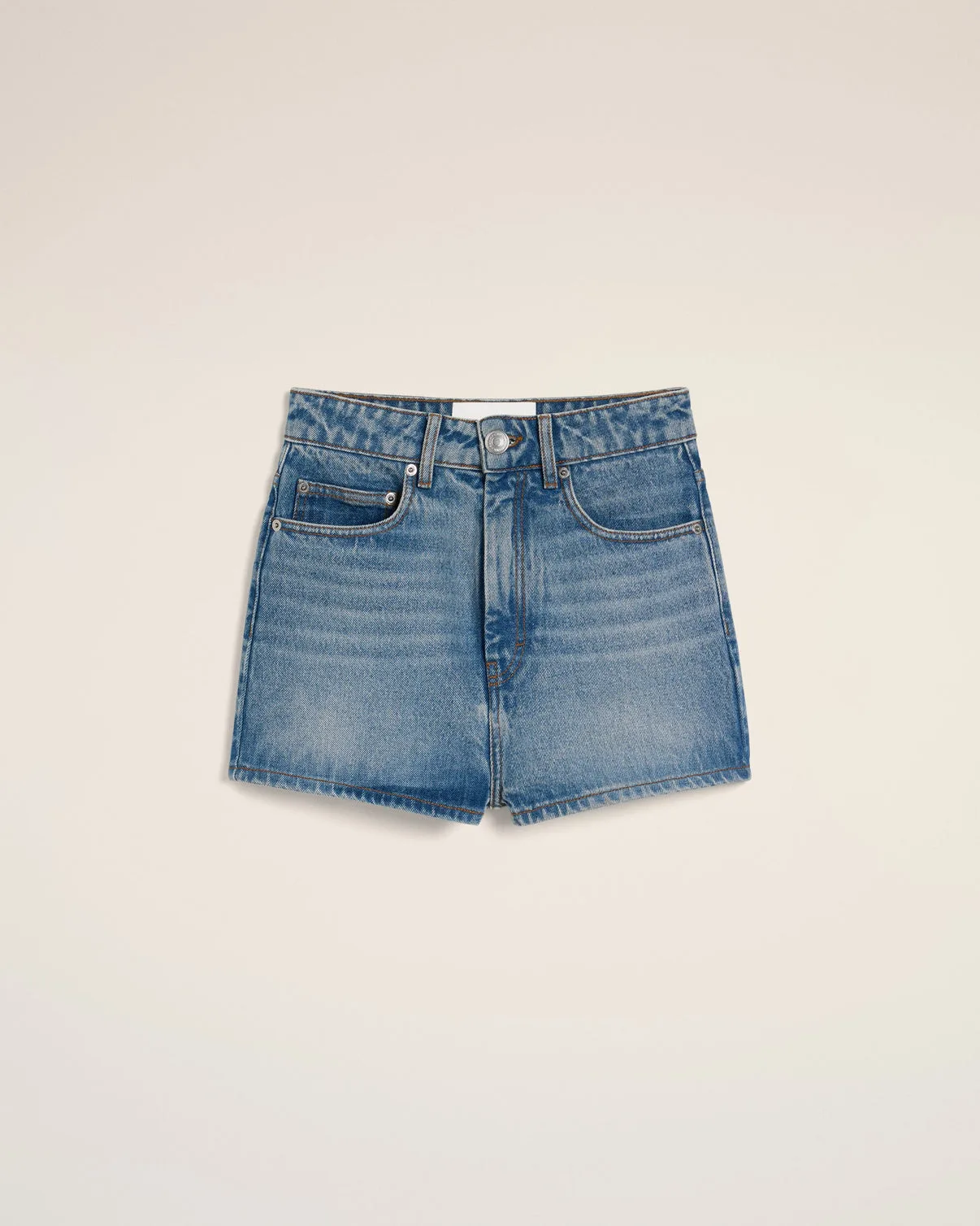 Blue Cotton Mini Shorts