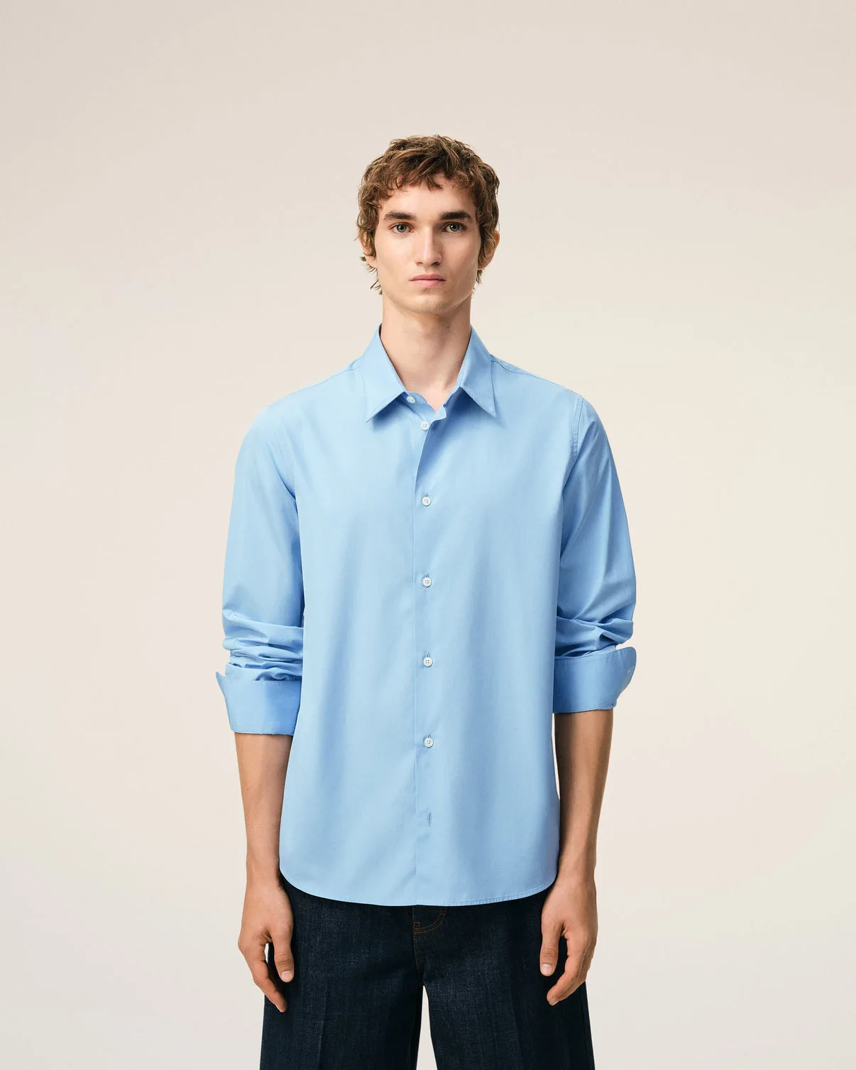Blue Cotton Tailor Embroidered Shirt