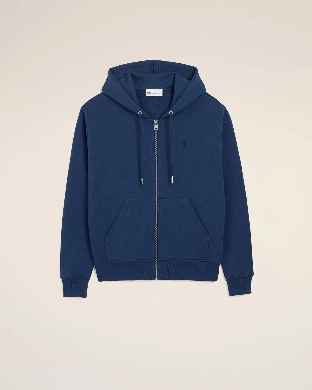 Blue Cotton Zipped Hoodie