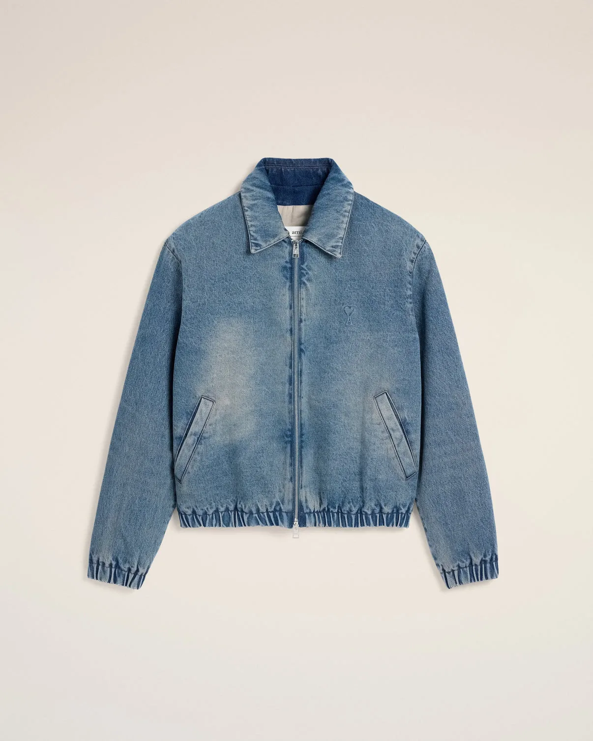 Blue Cotton Zipped Jacket