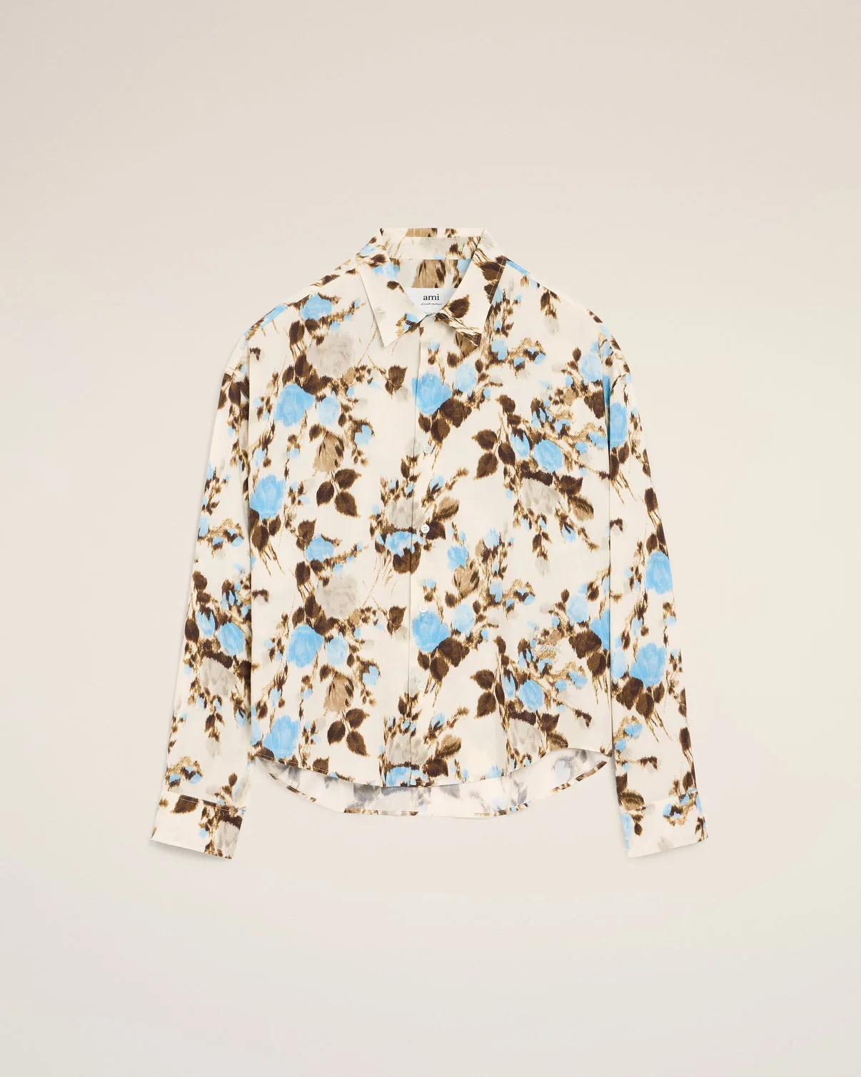 Blue Flower Printed Boxy Shirt