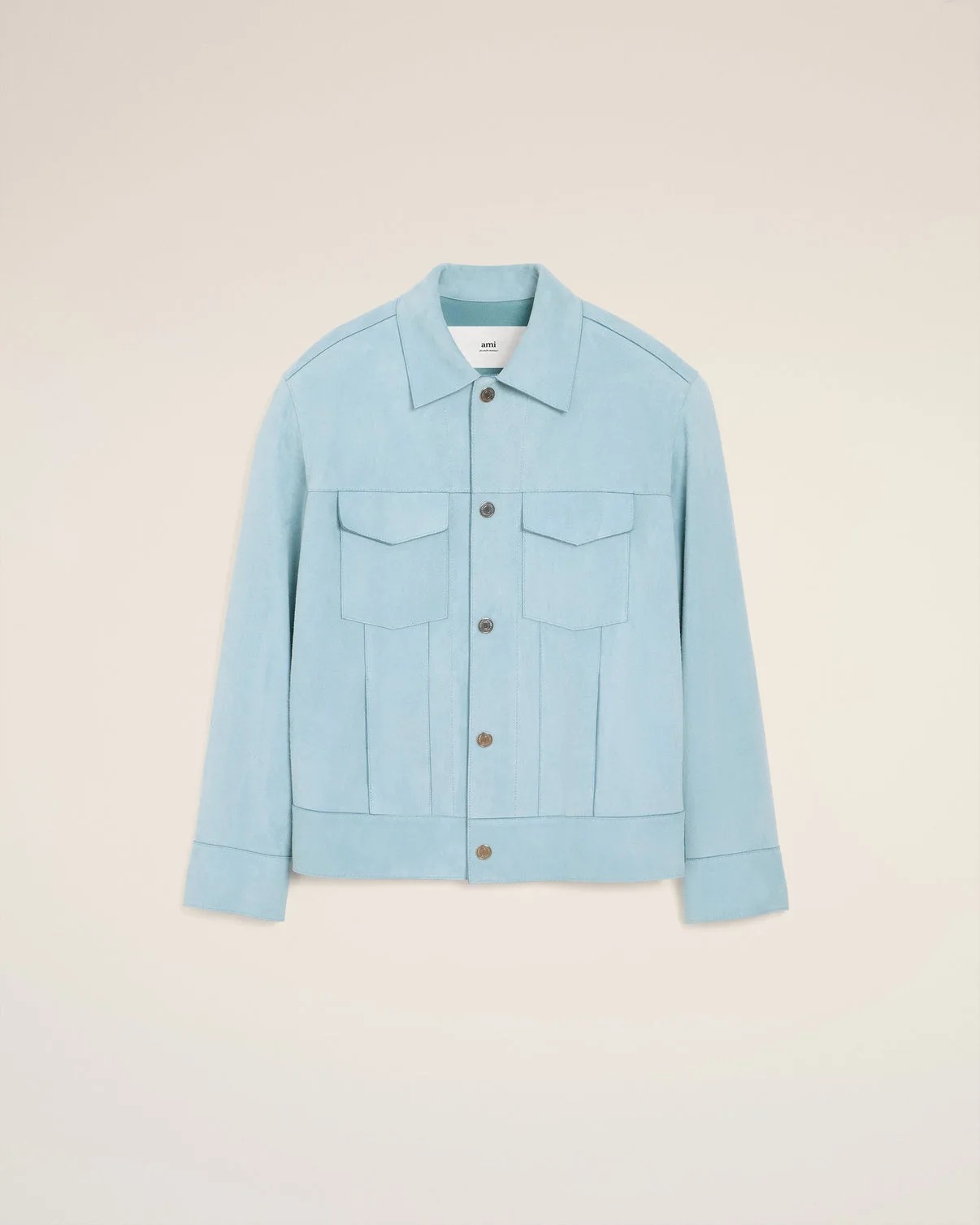Blue Leather Trucker Jacket