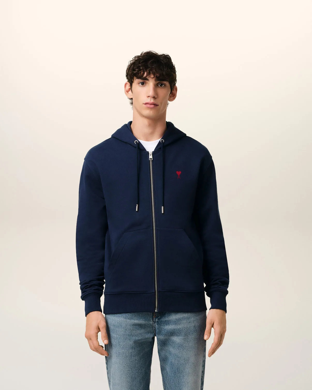 Blue Organic Cotton Zipped Hoodie