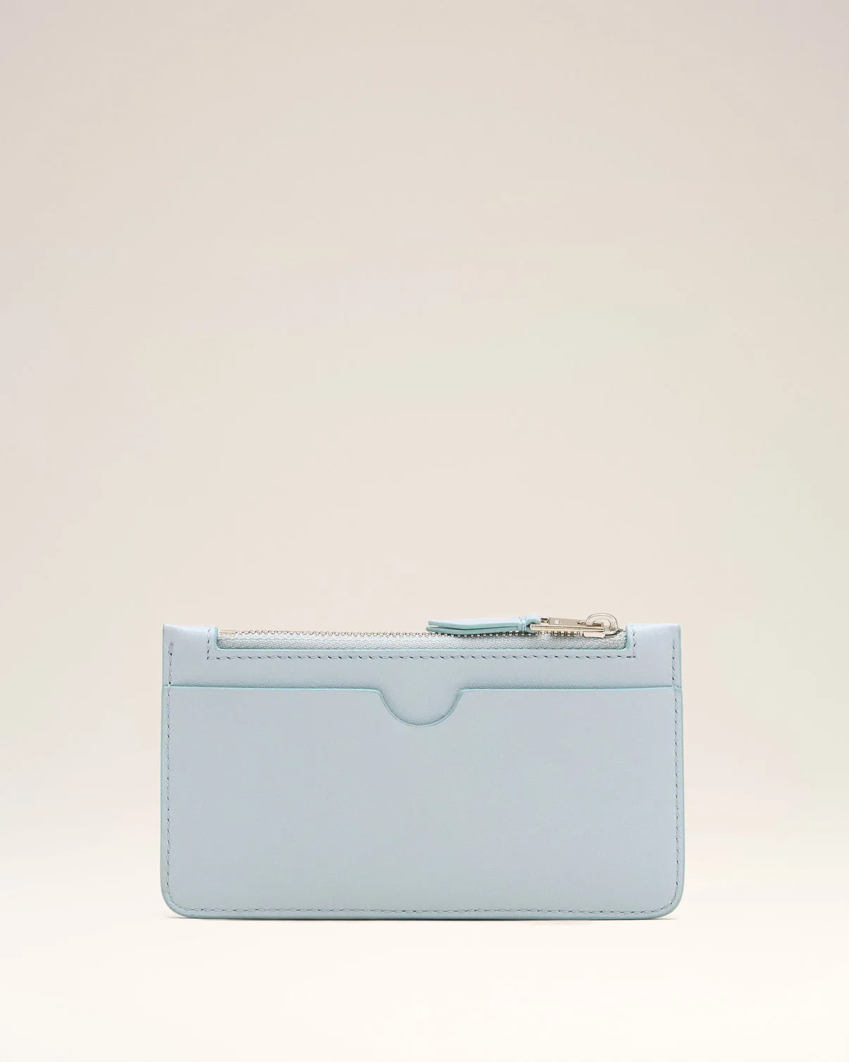 Blue Smooth Leather Zipped Card Holder