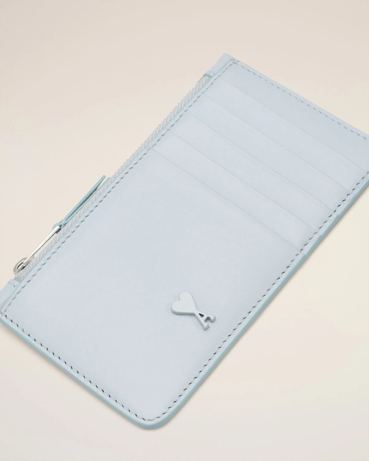 Blue Smooth Leather Zipped Card Holder