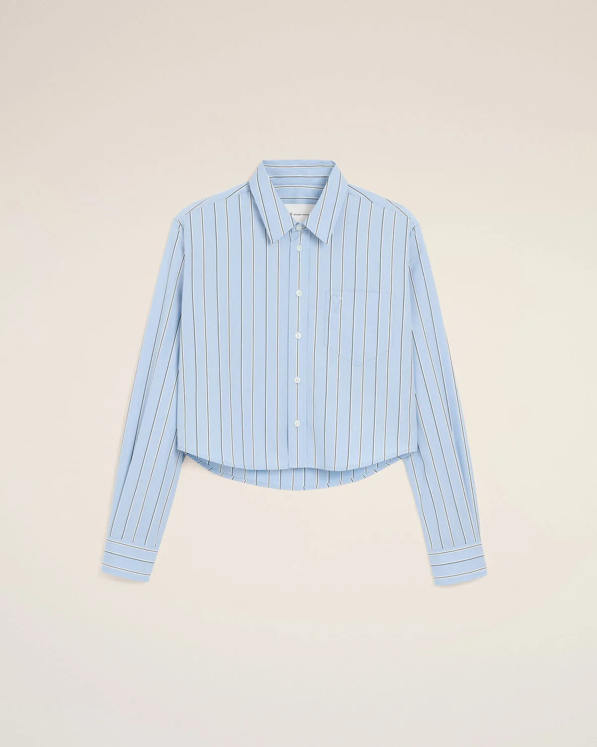 Blue striped cotton cropped shirt