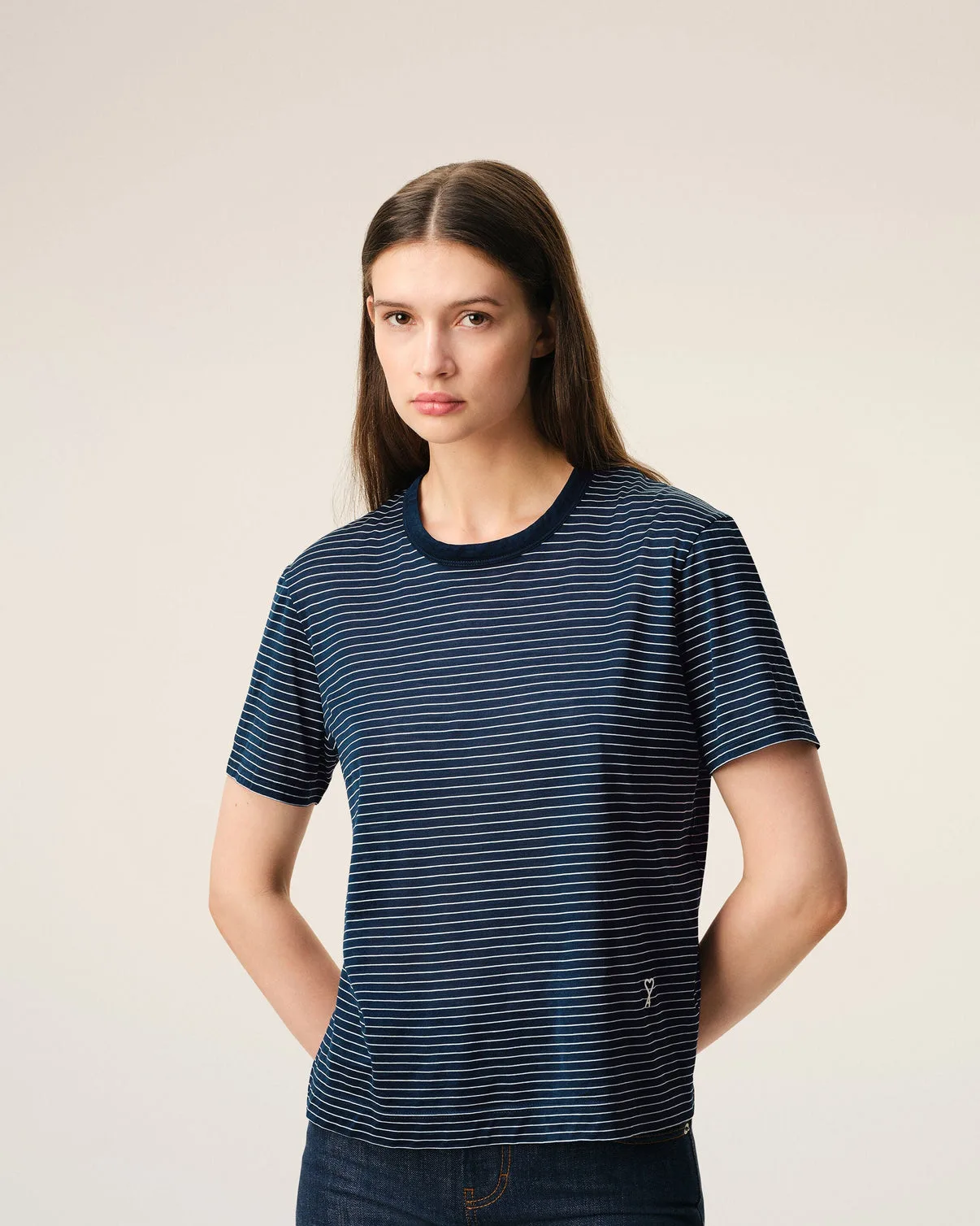 Blue Striped Cotton T-shirt
