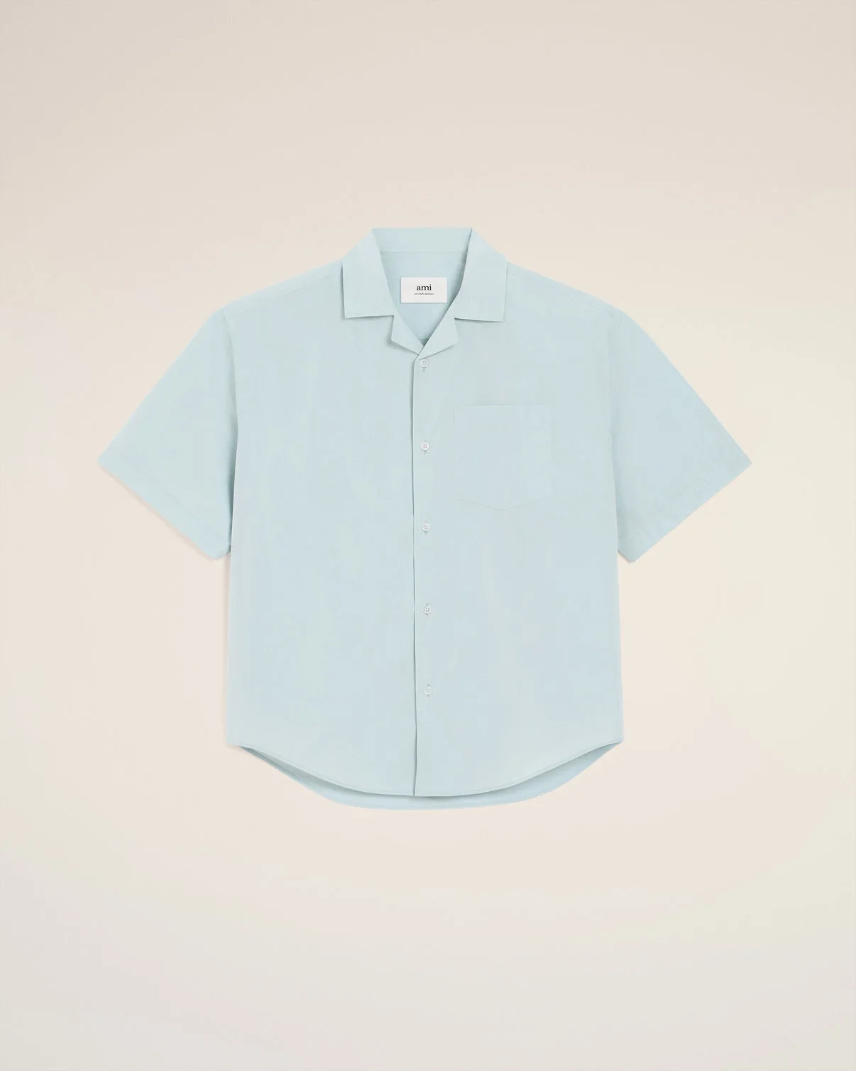 Blue Taffetas Short Sleeved Boxy Shirt