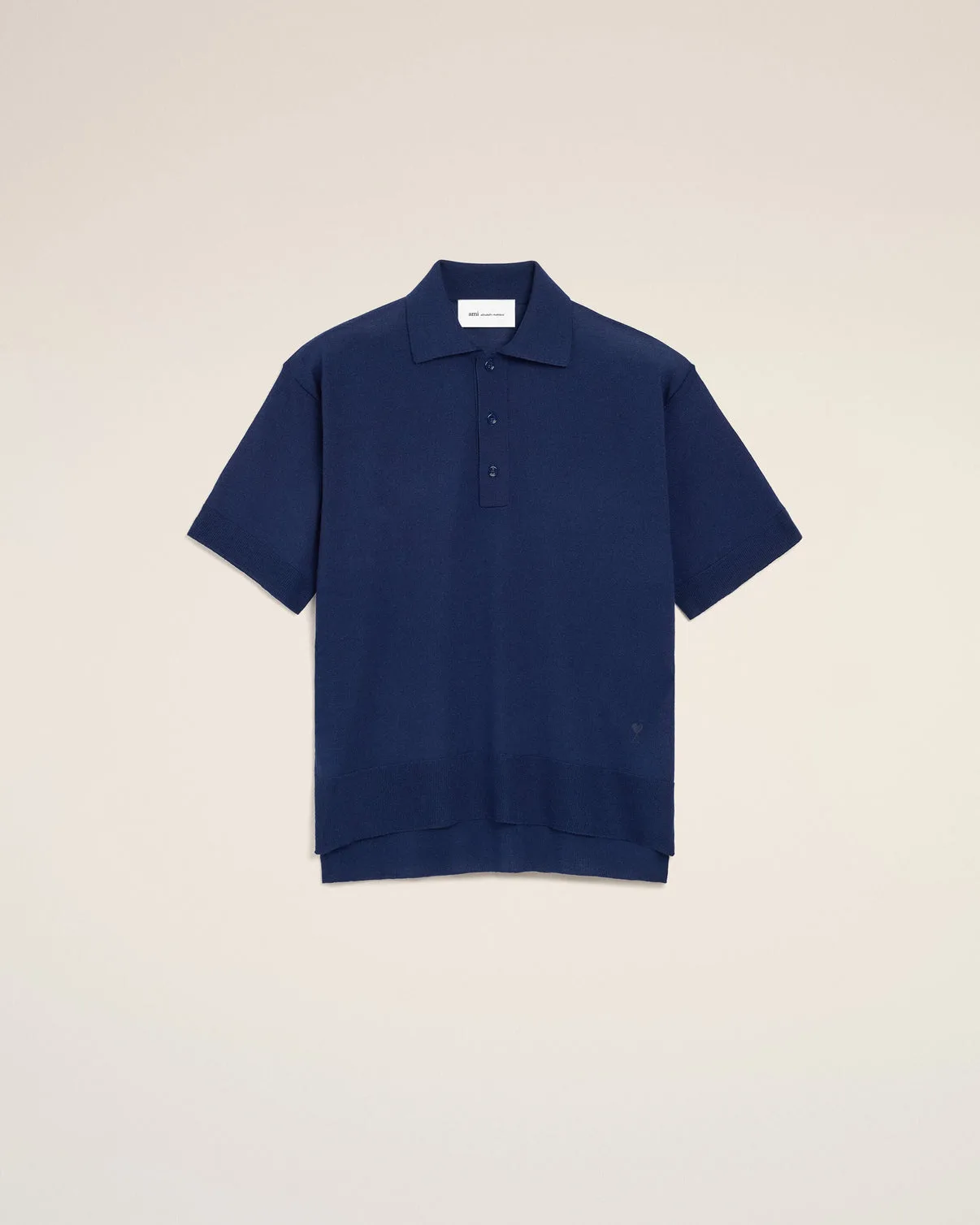 Blue Thin Wool Short Sleeves Polo