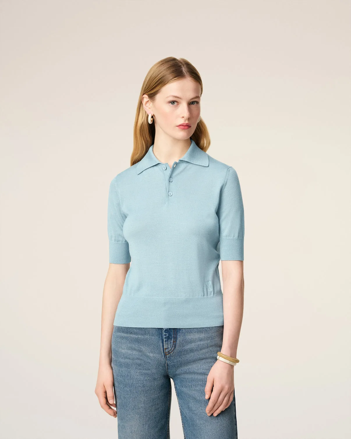 Blue Wool Polo