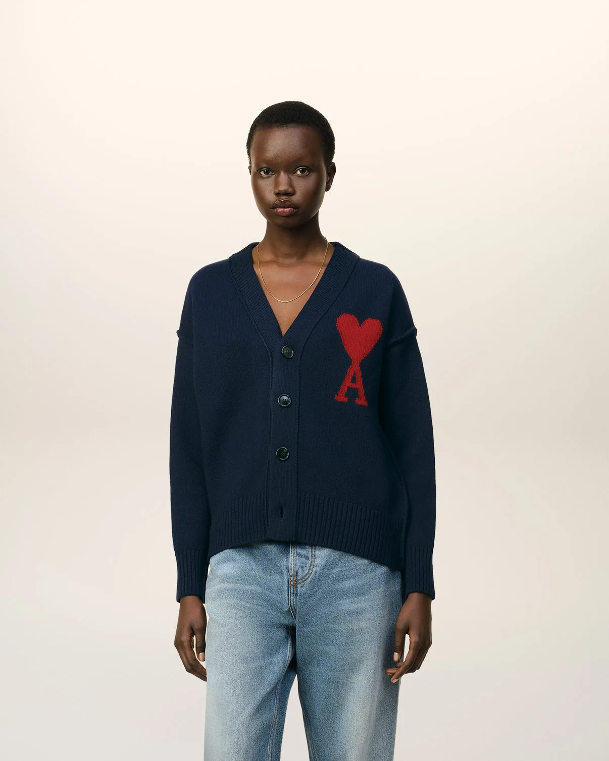 Blue Wool Red Cardigan