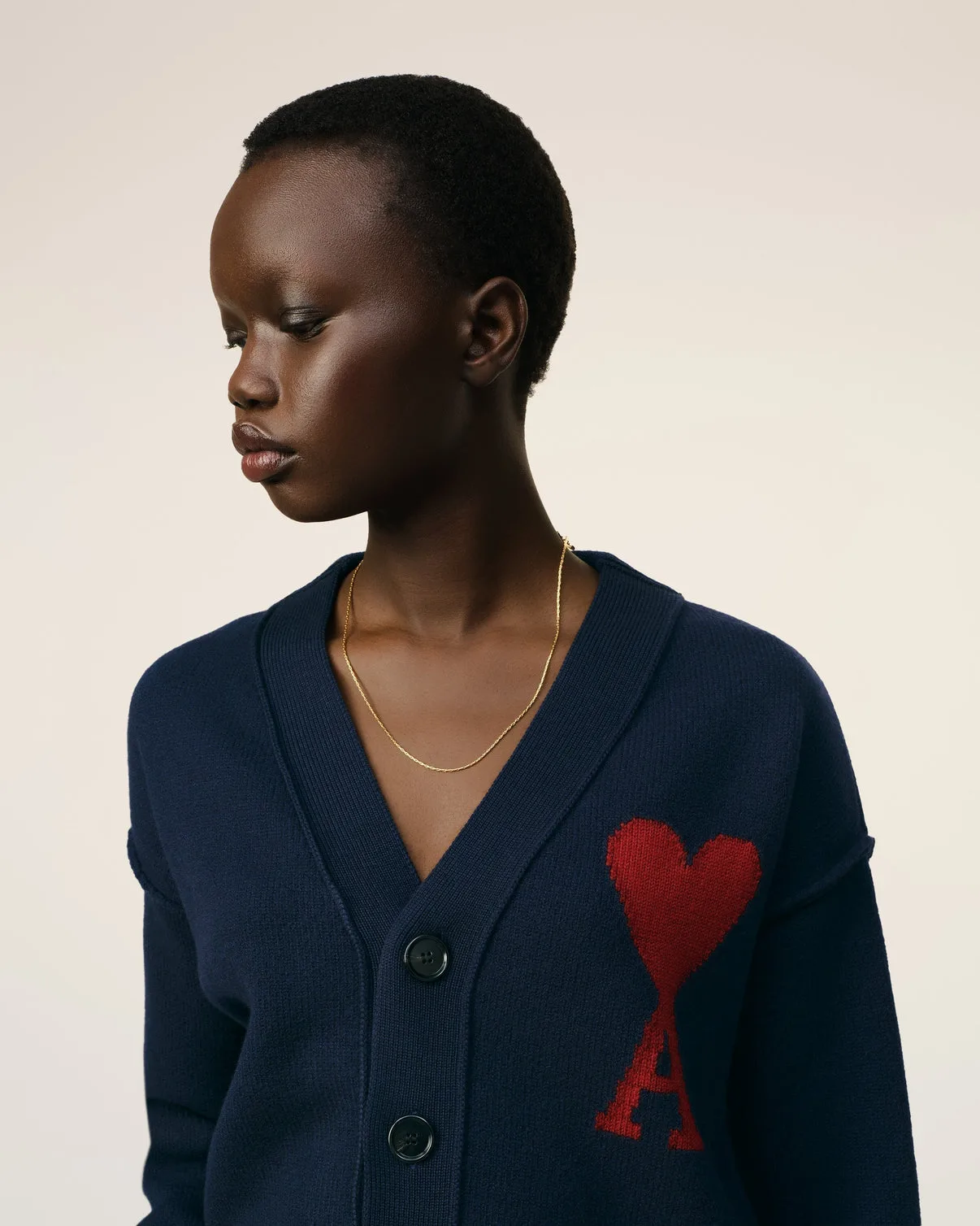 Blue Wool Red Cardigan