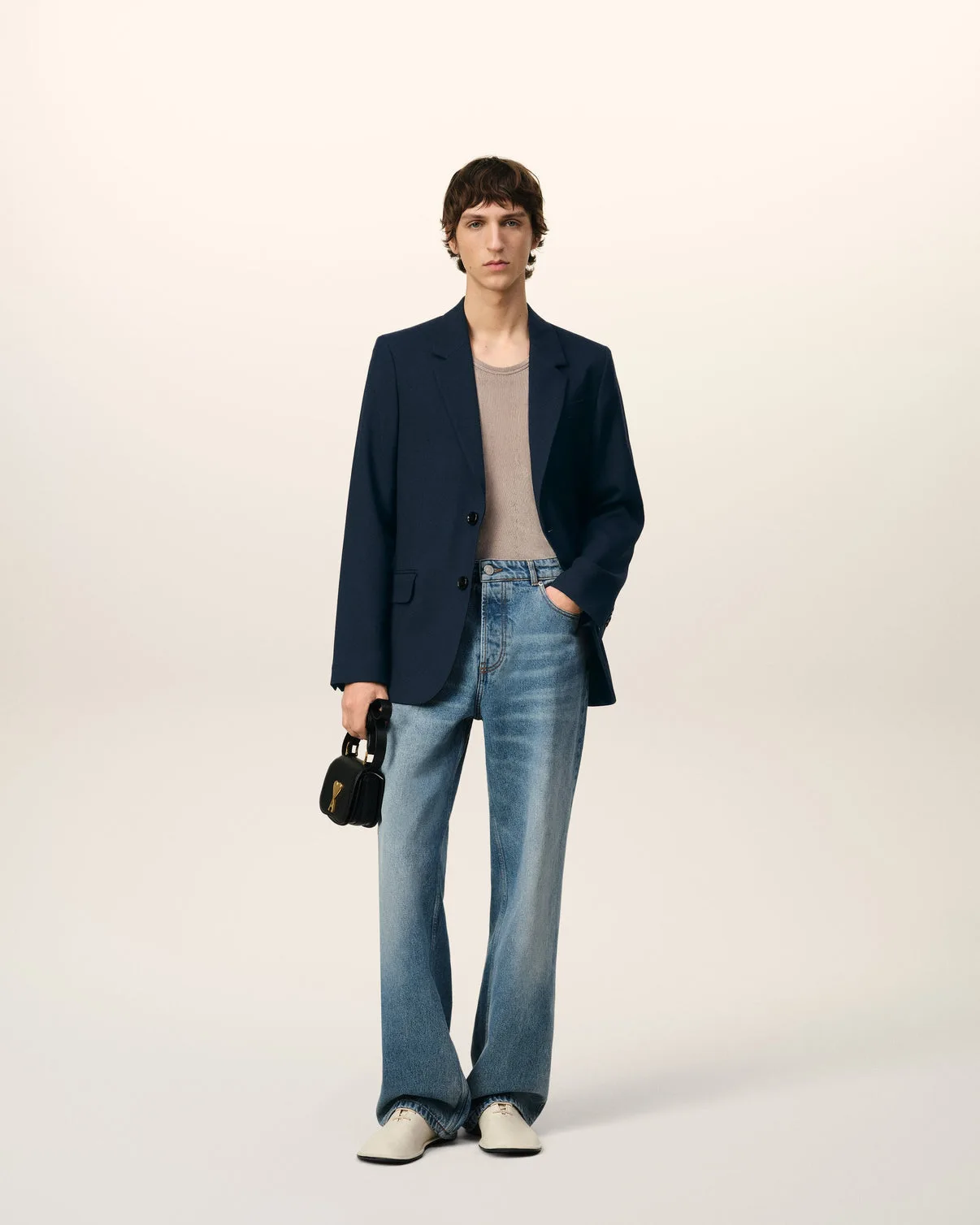 Blue Wool Two Button Jacket