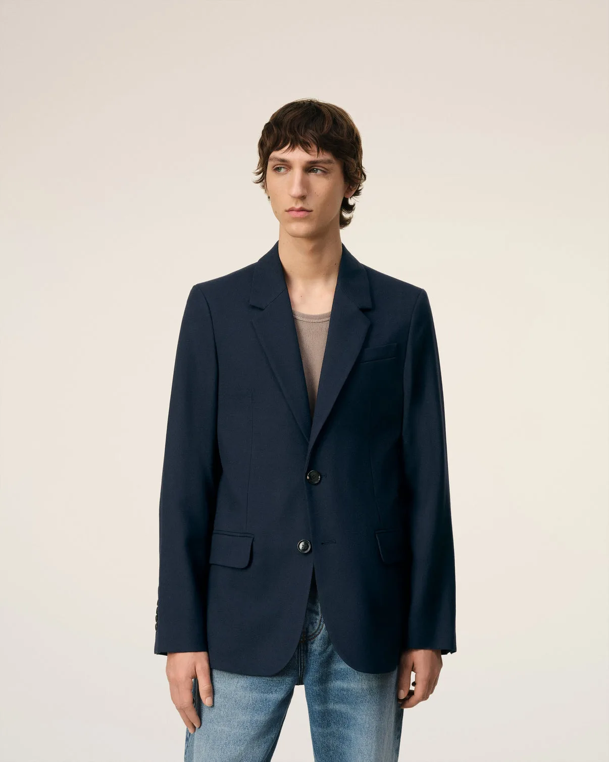 Blue Wool Two Button Jacket